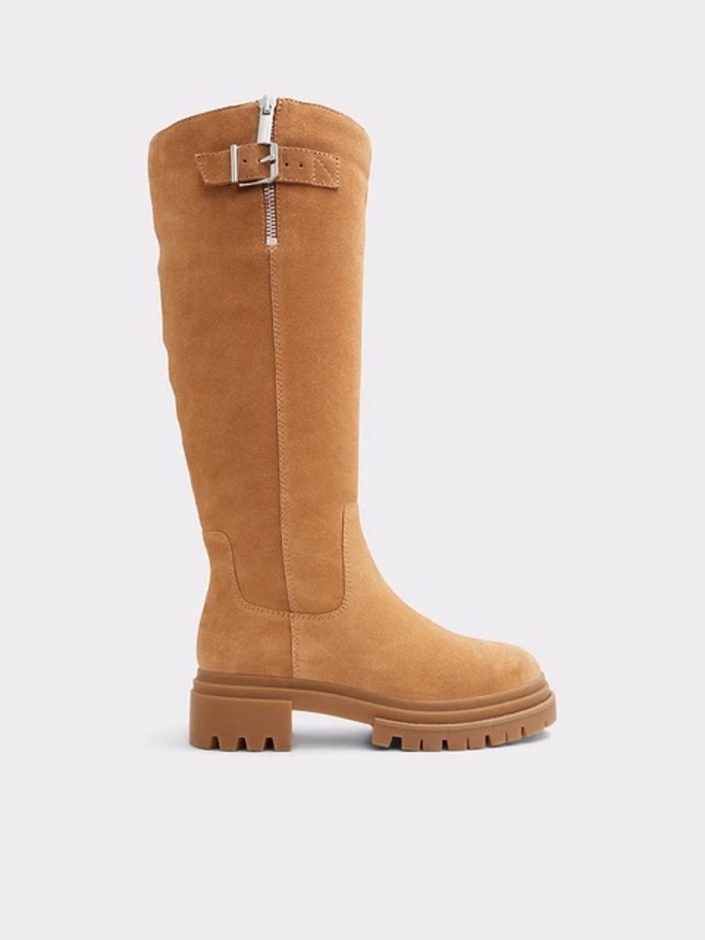 NWT Aldo Chestnut Suede Knee-High Lug-Sole Boots Sometta